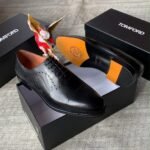 Mens Tan Orange Oxford Brogue Dress Shoes - Image 2
