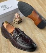 Men’s Woven Leather Slip-On Loafers with Medusa Charm - Image 2