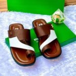 Mister Brown Leather Palm Slippers with Textured Strap
