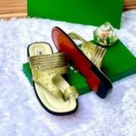 Mister Gold Embossed Leather Sandals