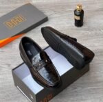 OGGI Grey Crocodile Embossed Leather Loafers - Image 3