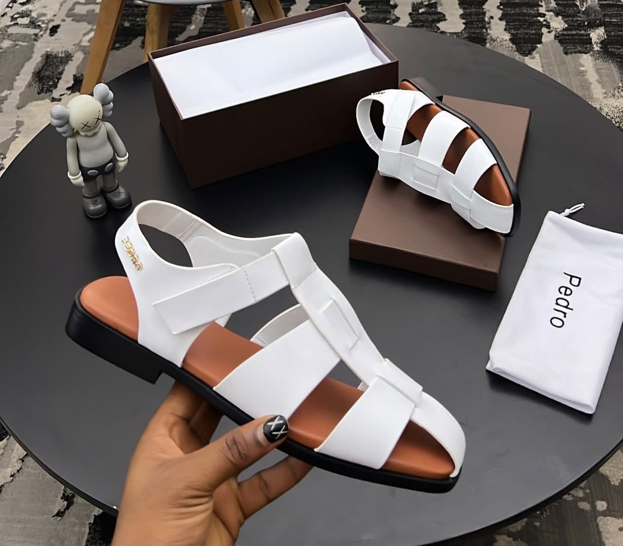 Pedro-White-Leather-Strappy-Sandals.jpg Pedro White Leather Strappy Sandals - Image 1