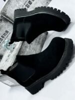 SIMANLAN Black Suede Chelsea Boots