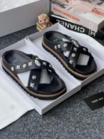 Toga Virilis Black Embellished Leather Slides