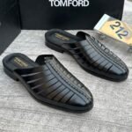 Tom Ford-Style Basket Weave Leather Half Shoes