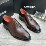 Tom Ford-Style Brown Wingtip Brogue Lace-Up Shoes
