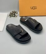 UGG Brown Platform Slides with Buckle Strap - Image 2