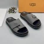 UGG Brown Platform Slides with Buckle Strap