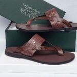 Vanni Fratelli Brown Textured Leather Palm Slippers