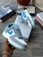 Nike Air Force 1 Low Cream Leather Brown Suede Sneakers - Image 5