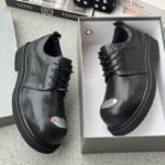 Black Leather Chunky Derby Shoes
