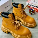 Mustard Yellow Platform Lace Up Ankle Boots