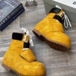 Vibrant Yellow Cowhide High Top Boots