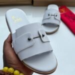 Christian Louboutin Chambelimule White Leather Slide Sandals