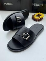 Pedro Tan Slide Sandals with Silver Buckle - Image 2