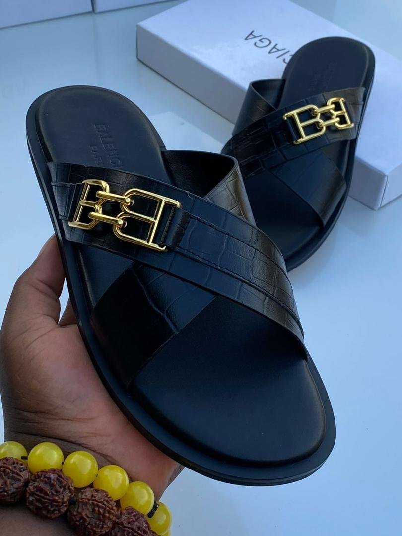 WhatsApp-Image-2026-09-03-at-01.49.34.jpeg Black Crocodile Embossed Leather BB Logo Slip On Sandals - Image 1
