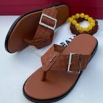 Bally Brown Checkerboard Leather Thong Slippers