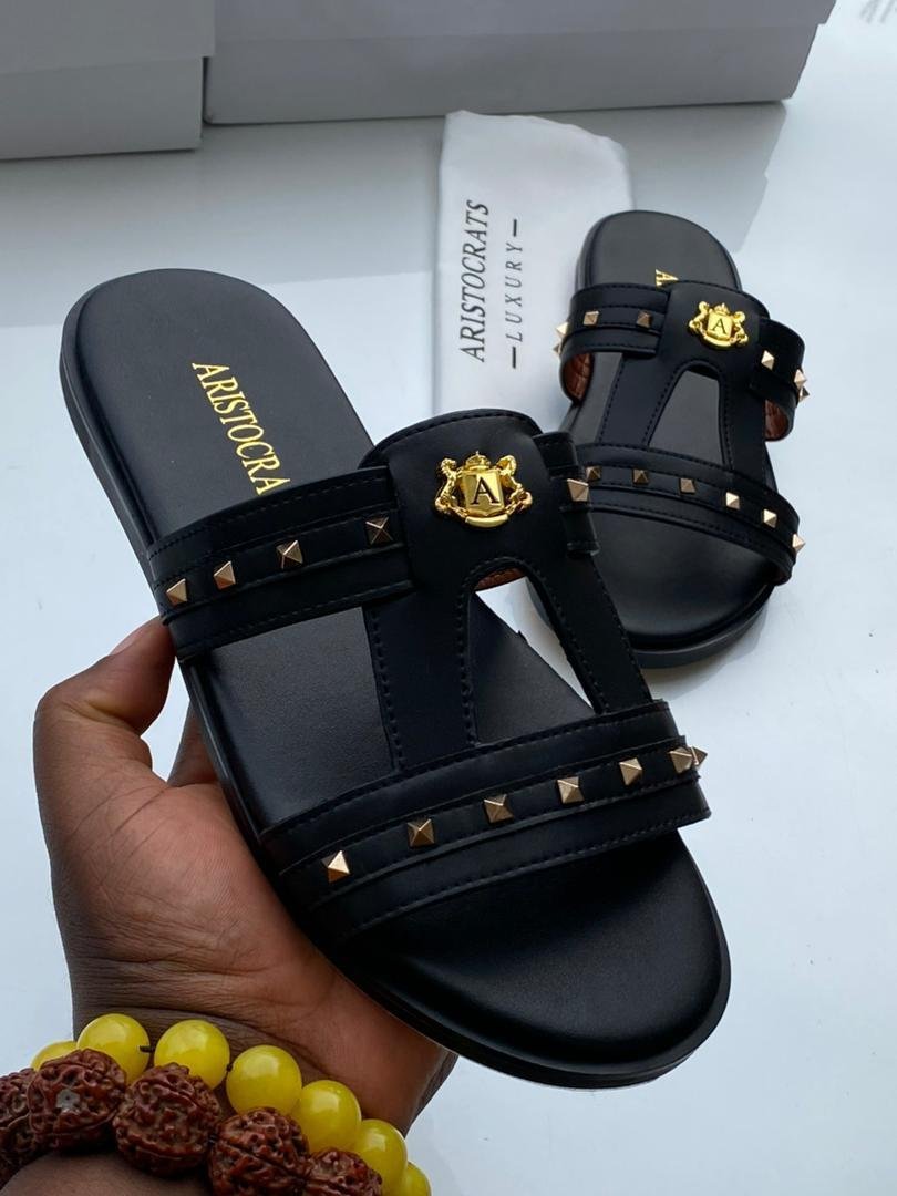 WhatsApp-Image-2026-09-03-at-01.49.44.jpeg Aristocrats Luxury Black Gold Studded Palm Slippers - Image 1
