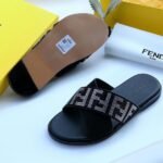 Black Crystal Embellished FF Monogram Slide Sandals