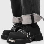 Black Chunky Platform Buckled Derby Shoes