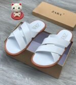 Black Leather Crossover Sandals - Image 2