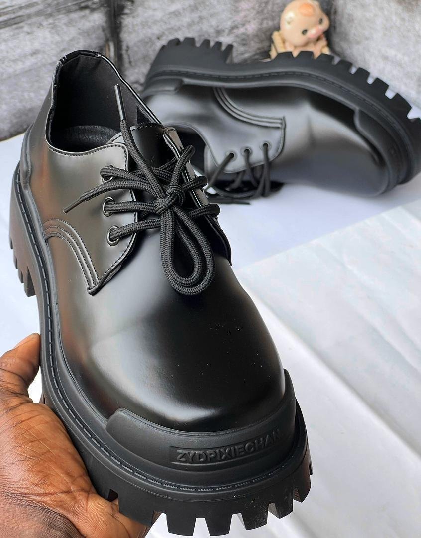 Zydpixiechan-Black-Lace-Up-Shoes.jpg Zydpixiechan Black Lace-Up Shoes - Image 1